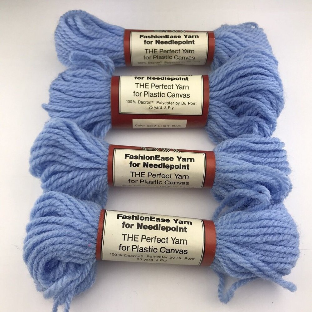 Vintage Columbia Minerva CM‎ Light Blue Yarn Needlepoint Plastic Canvas Lot Of 4